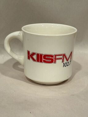 KIIS FM 102.7 Wake Up With Rick Dees White Logo Ceramic Coffee Mug So Cal Radio